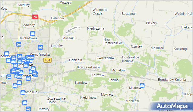 mapa Zwierzchów, Zwierzchów na mapie Targeo