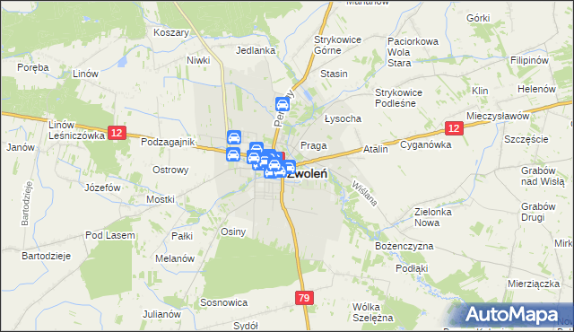 mapa Zwoleń, Zwoleń na mapie Targeo