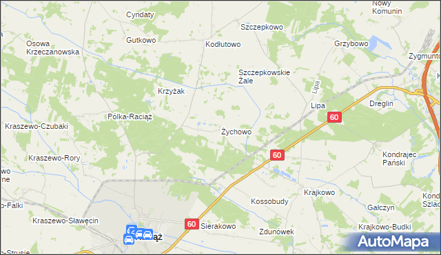 mapa Żychowo, Żychowo na mapie Targeo