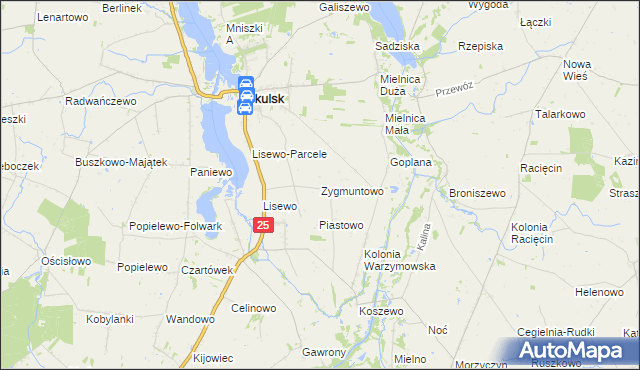mapa Zygmuntowo gmina Skulsk, Zygmuntowo gmina Skulsk na mapie Targeo