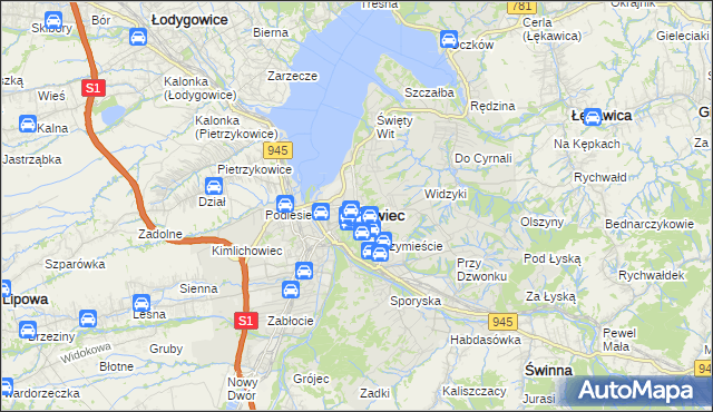 mapa Żywiec, Żywiec na mapie Targeo