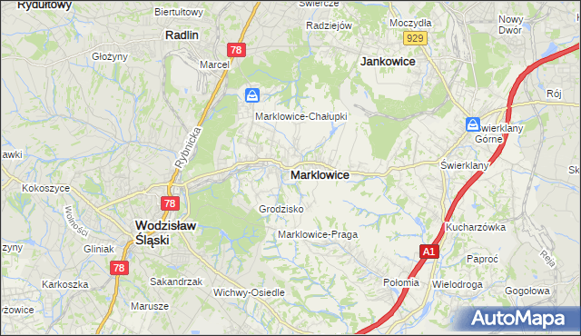 mapa Marklowice, Marklowice na mapie Targeo