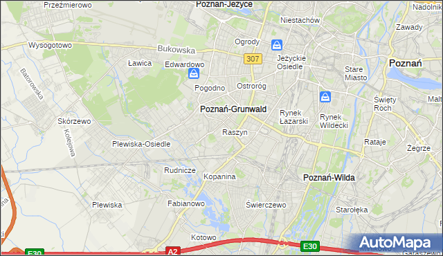 mapa Raszyn gmina Poznań, Raszyn gmina Poznań na mapie Targeo