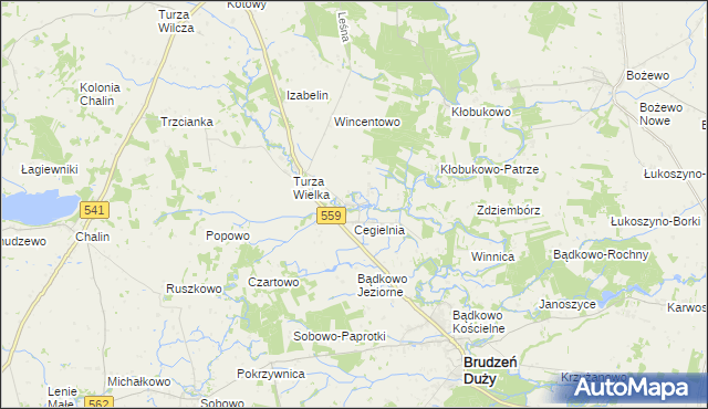 mapa Turza Mała gmina Brudzeń Duży, Turza Mała gmina Brudzeń Duży na mapie Targeo