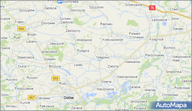 mapa Niegowić, Niegowić na mapie Targeo