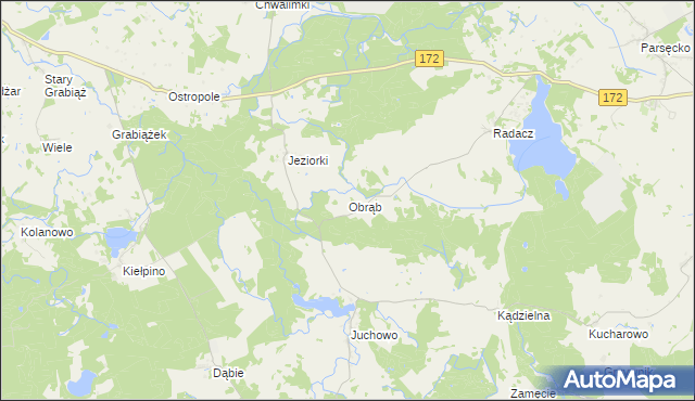 mapa Obrąb gmina Borne Sulinowo, Obrąb gmina Borne Sulinowo na mapie Targeo
