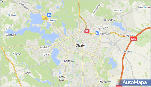 mapa Olsztyna, Olsztyn na mapie Targeo