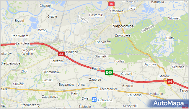 mapa Staniątki, Staniątki na mapie Targeo