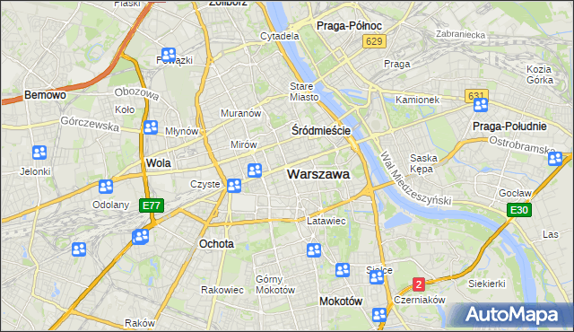 mapa Warszawy, Warszawa na mapie Targeo