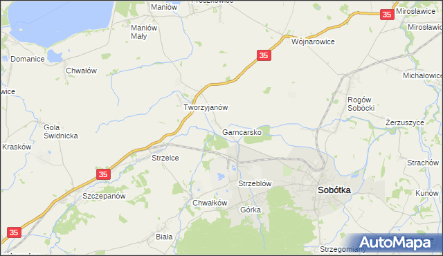 mapa Garncarsko gmina Sobótka, Garncarsko gmina Sobótka na mapie Targeo