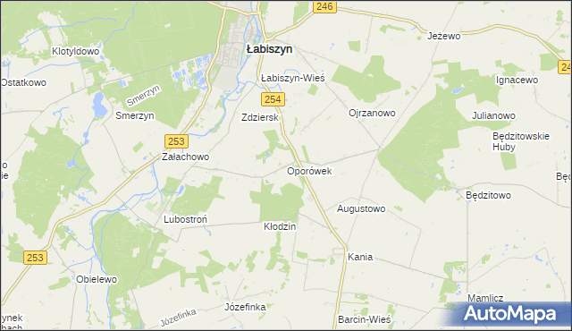 mapa Oporówek gmina Łabiszyn, Oporówek gmina Łabiszyn na mapie Targeo