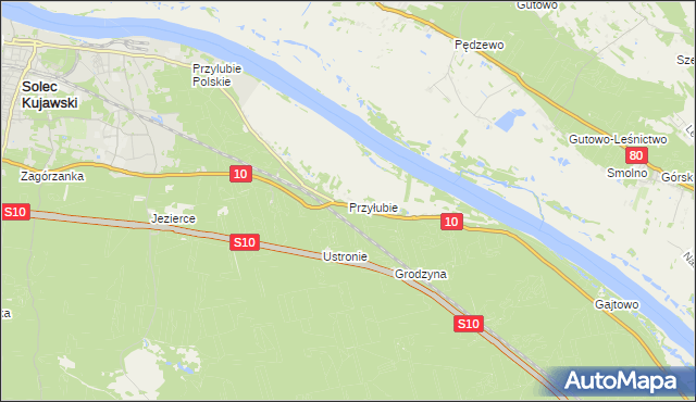 mapa Przyłubie gmina Solec Kujawski, Przyłubie gmina Solec Kujawski na mapie Targeo
