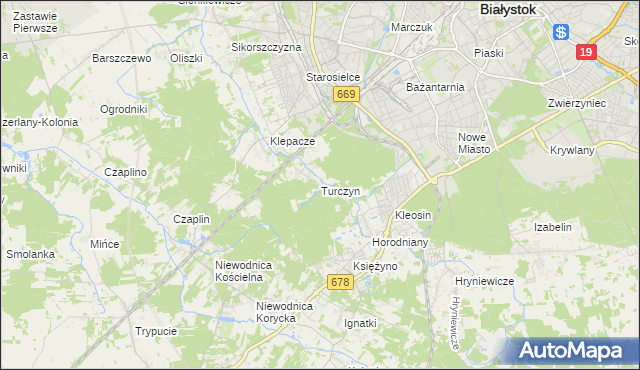 mapa Turczyn gmina Choroszcz, Turczyn gmina Choroszcz na mapie Targeo