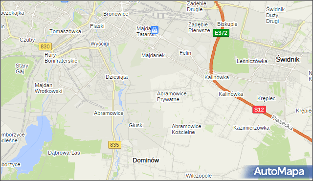 mapa Abramowice Prywatne, Abramowice Prywatne na mapie Targeo