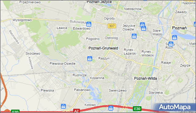 mapa Raszyn gmina Poznań, Raszyn gmina Poznań na mapie Targeo