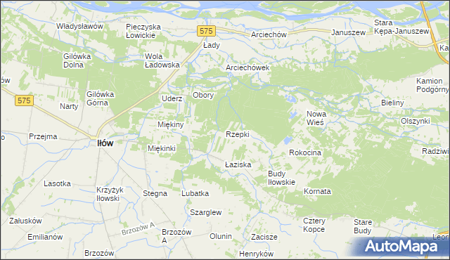 mapa Rzepki gmina Iłów, Rzepki gmina Iłów na mapie Targeo