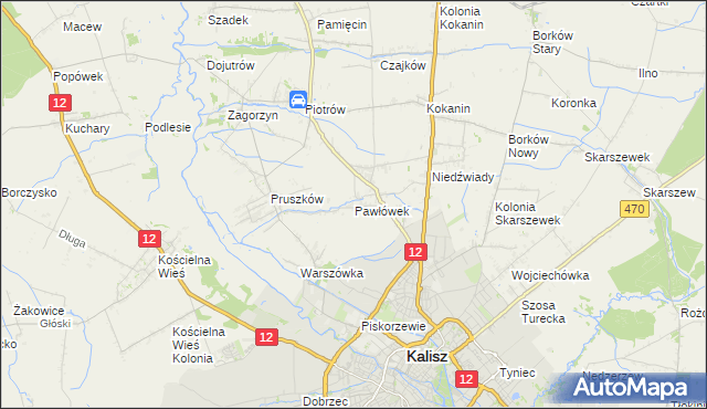 mapa Pawłówek gmina Blizanów, Pawłówek gmina Blizanów na mapie Targeo