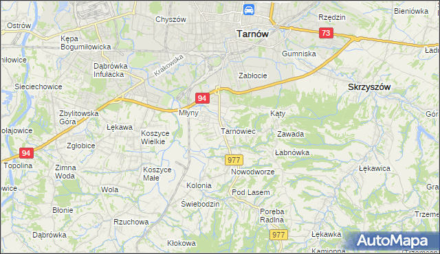 mapa Tarnowiec gmina Tarnów, Tarnowiec gmina Tarnów na mapie Targeo