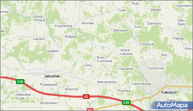 mapa Budy Kumińskie, Budy Kumińskie na mapie Targeo