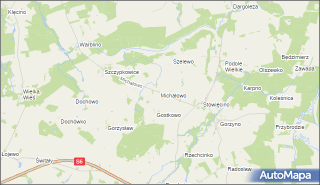 mapa Michałowo gmina Główczyce, Michałowo gmina Główczyce na mapie Targeo
