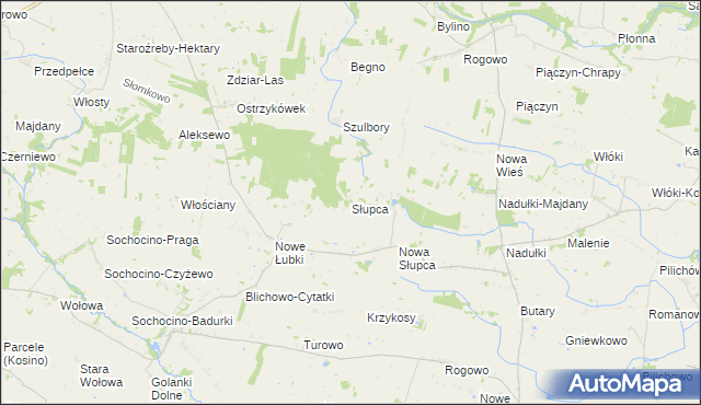 mapa Słupca gmina Bulkowo, Słupca gmina Bulkowo na mapie Targeo
