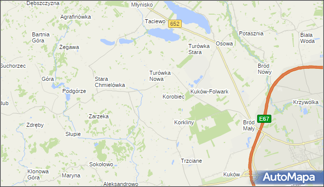 mapa Korobiec, Korobiec na mapie Targeo