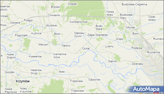 mapa Ochle gmina Koło, Ochle gmina Koło na mapie Targeo