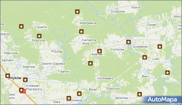 mapa Adamek, Adamek na mapie Targeo