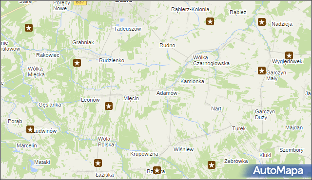 mapa Adamów gmina Dobre, Adamów gmina Dobre na mapie Targeo