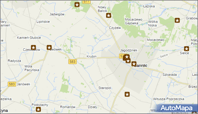 mapa Aleksandrów gmina Sanniki, Aleksandrów gmina Sanniki na mapie Targeo