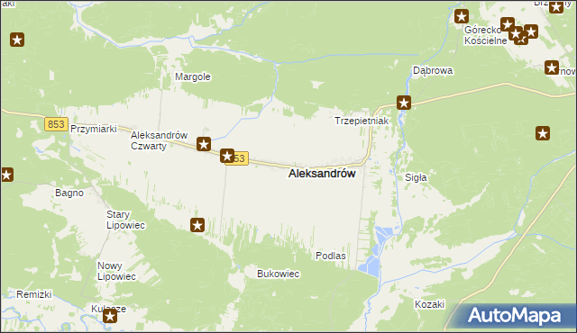 mapa Aleksandrów powiat biłgorajski, Aleksandrów powiat biłgorajski na mapie Targeo