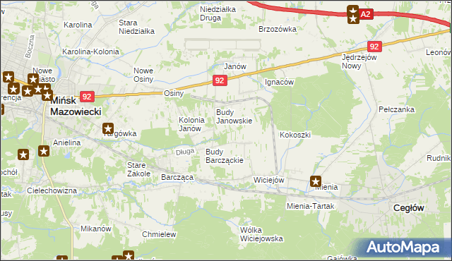 mapa Anielew gmina Mińsk Mazowiecki, Anielew gmina Mińsk Mazowiecki na mapie Targeo