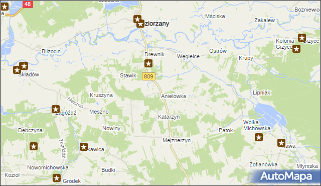 mapa Anielówka gmina Michów, Anielówka gmina Michów na mapie Targeo