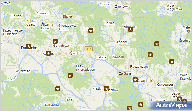 mapa Babice gmina Krzywcza, Babice gmina Krzywcza na mapie Targeo