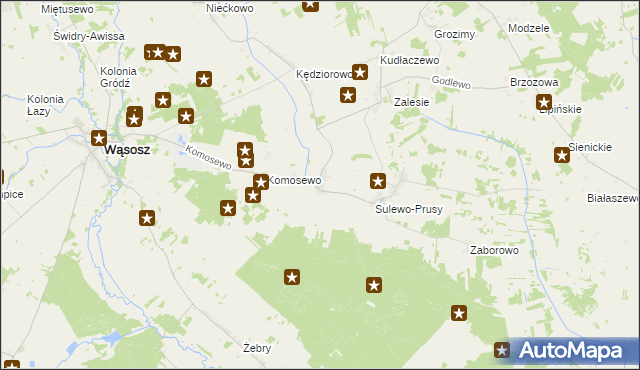 mapa Bagienice gmina Wąsosz, Bagienice gmina Wąsosz na mapie Targeo