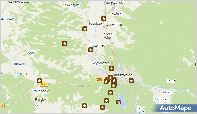 mapa Bagno gmina Zwierzyniec, Bagno gmina Zwierzyniec na mapie Targeo
