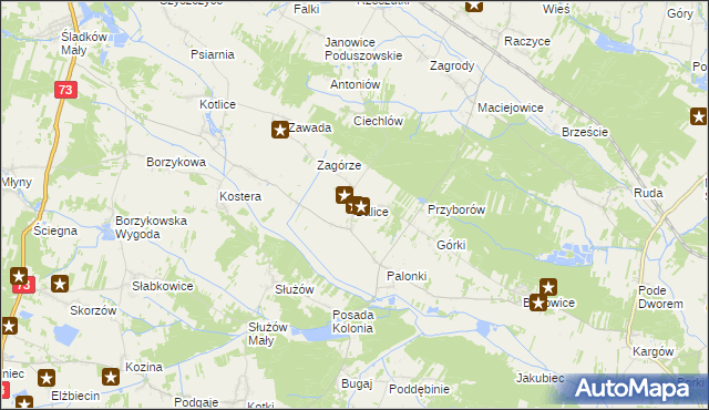 mapa Balice gmina Gnojno, Balice gmina Gnojno na mapie Targeo