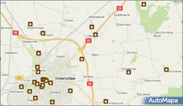 mapa Balin gmina Inowrocław, Balin gmina Inowrocław na mapie Targeo