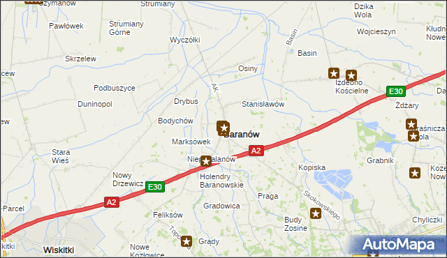 mapa Baranów powiat grodziski, Baranów powiat grodziski na mapie Targeo
