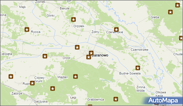 mapa Baranowo powiat ostrołęcki, Baranowo powiat ostrołęcki na mapie Targeo