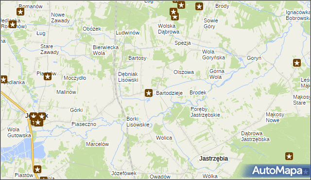mapa Bartodzieje gmina Jastrzębia, Bartodzieje gmina Jastrzębia na mapie Targeo