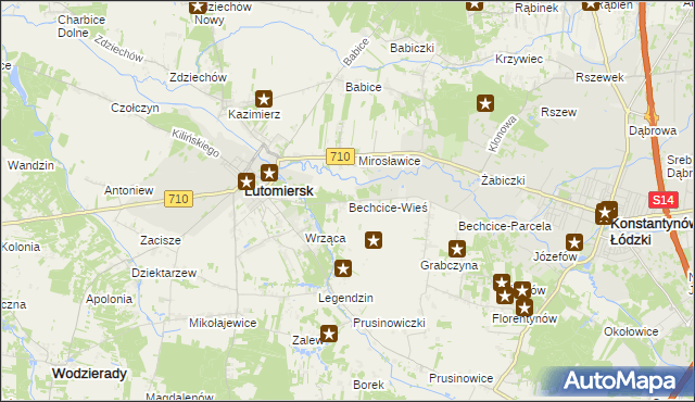 mapa Bechcice-Wieś, Bechcice-Wieś na mapie Targeo