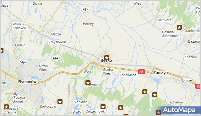 mapa Besko, Besko na mapie Targeo