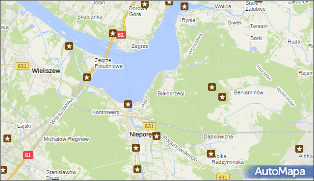 mapa Białobrzegi gmina Nieporęt, Białobrzegi gmina Nieporęt na mapie Targeo