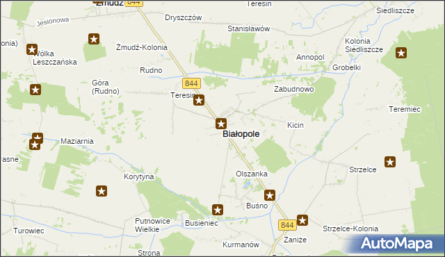 mapa Białopole powiat chełmski, Białopole powiat chełmski na mapie Targeo