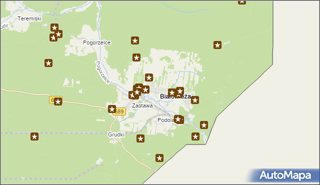mapa Białowieża powiat hajnowski, Białowieża powiat hajnowski na mapie Targeo