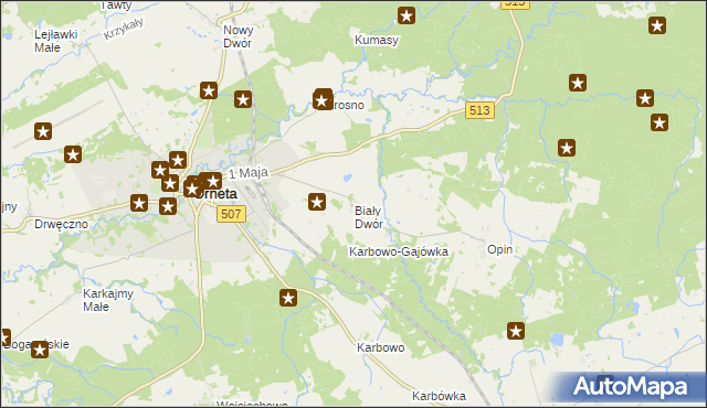 mapa Biały Dwór gmina Orneta, Biały Dwór gmina Orneta na mapie Targeo