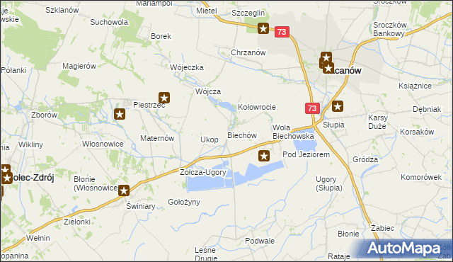 mapa Biechów gmina Pacanów, Biechów gmina Pacanów na mapie Targeo