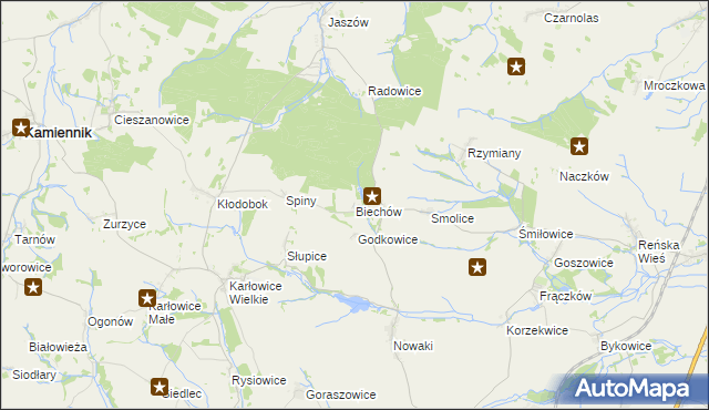 mapa Biechów gmina Pakosławice, Biechów gmina Pakosławice na mapie Targeo