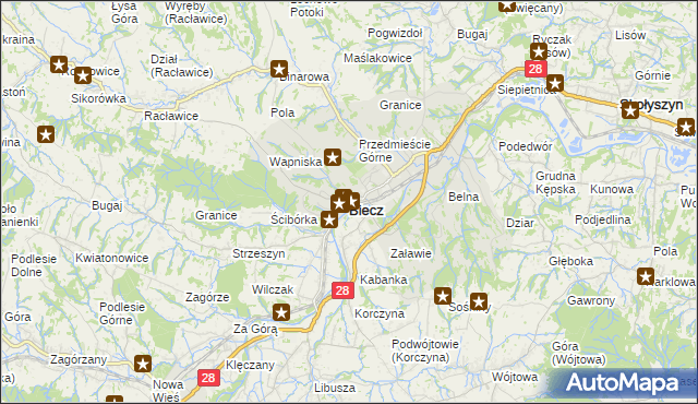 mapa Biecz powiat gorlicki, Biecz powiat gorlicki na mapie Targeo